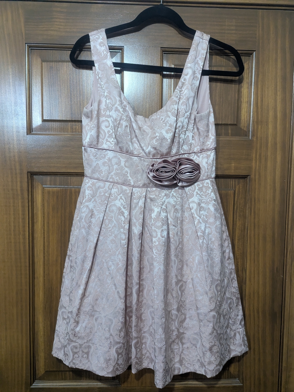 Speechless Blush Pink Fit-and-Flare Mini Dress with Rosette